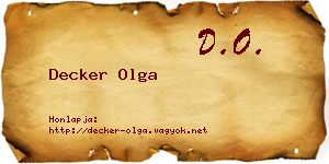 Decker Olga névjegykártya
